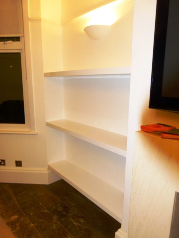 high gloss shelves fitted